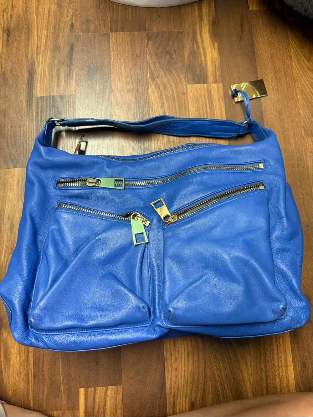 Vince Camuto Celia Hobo Dazzling Blue Genuine Leather Shoulder Bag